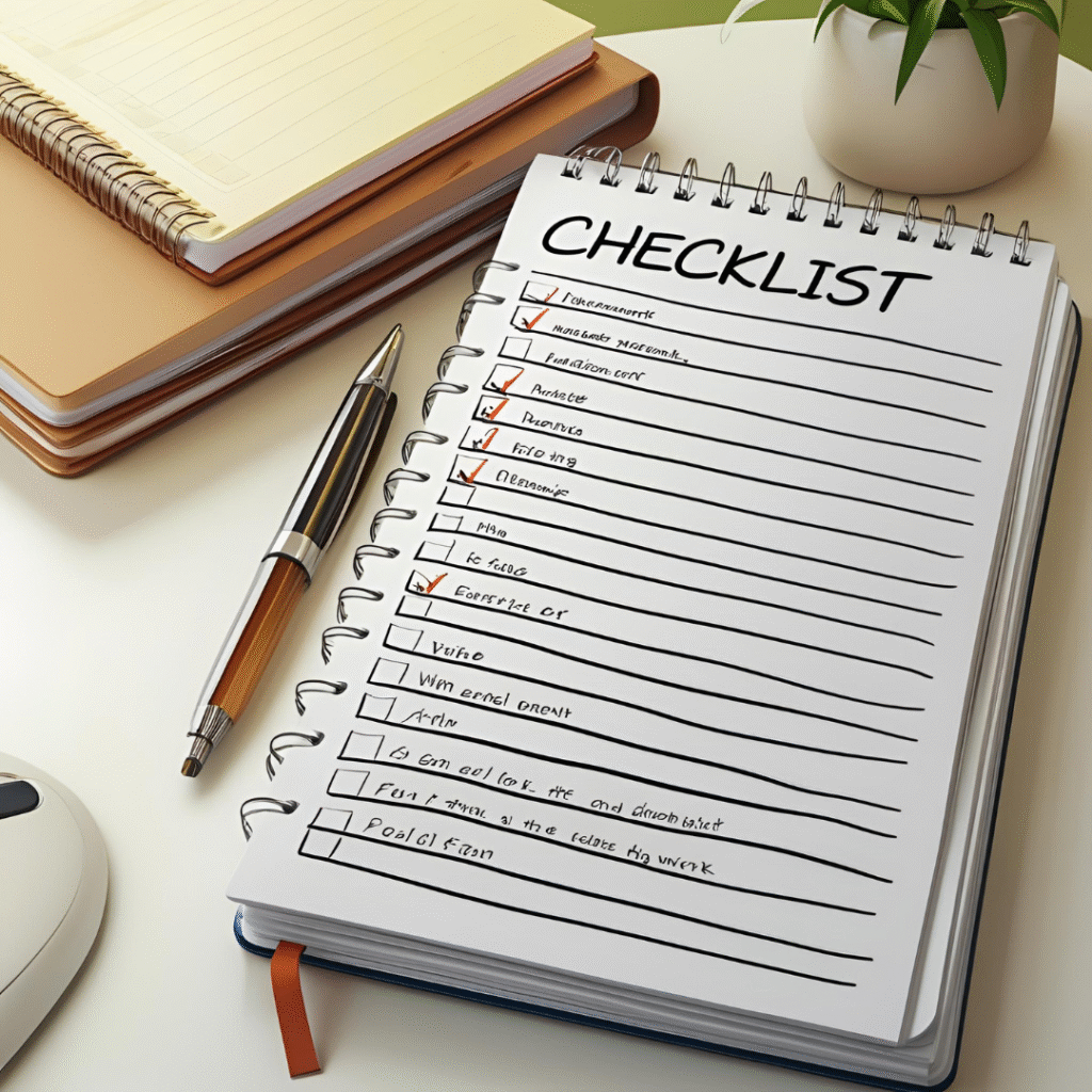 Checklist de estratégias para atrair clientes ideais sobre mesa de trabalho