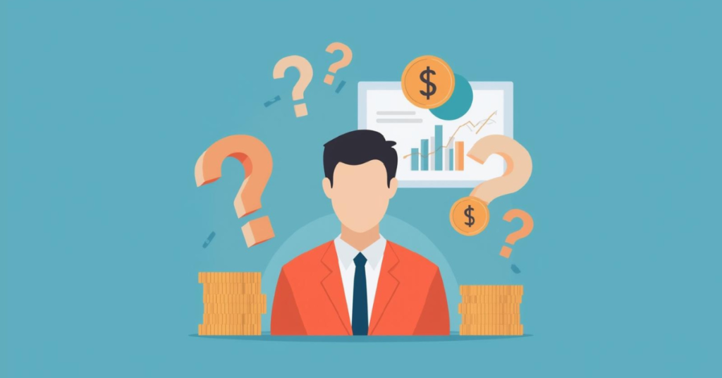 Ilustração em flat design sobre falta de clareza financeira no escritório contábil
