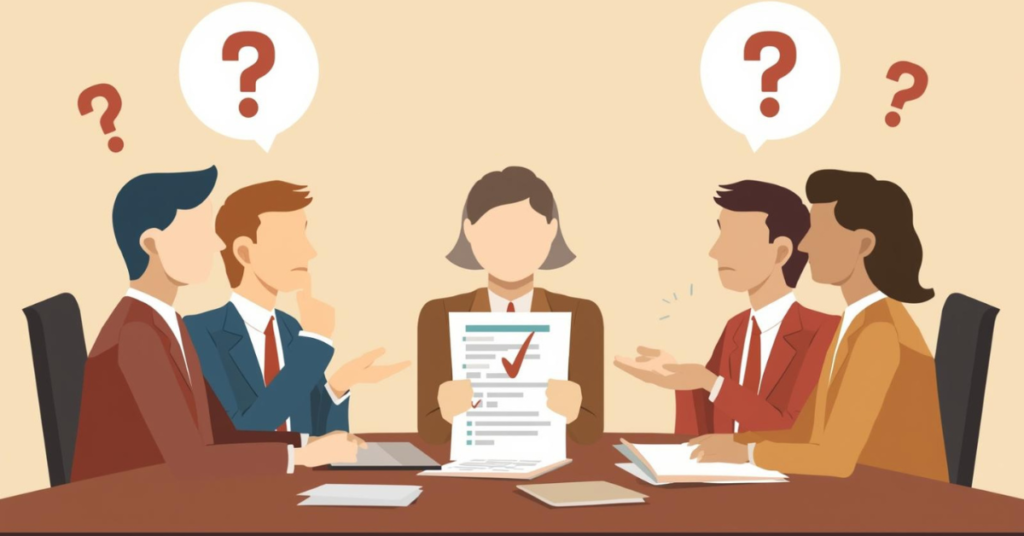 Ilustração flat design de colaboradores pedindo instruções, simbolizando processos não documentados e dependência de conhecimento individual